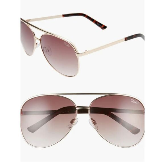 Quay Australia Vivienne 64MM Aviator Sunglasses- Gold/Brown main image 8